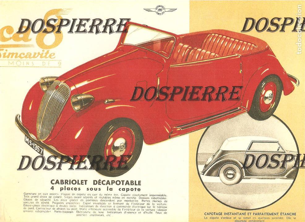 Coches y motocicletas: FACS&Iacute;MIL-PUBLICIDAD, SIMCA 8, D&Iacute;PTICO - Foto 1