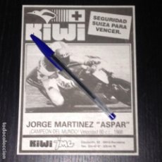 Coches y Motocicletas: KIWI SEGURIDAD SUIZA JORGE MARTINEZ ASPAR DERBI MUNDIAL - RECORTE PRENSA REVISTA ANUNCIO PUBLICIDAD. Lote 105033615