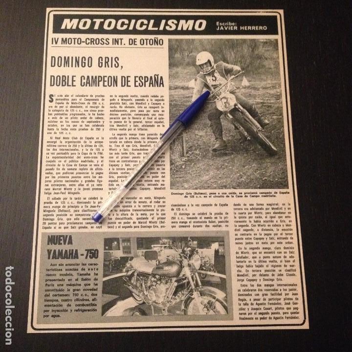 Coches y motocicletas: IV MOTO CROSS OTO&Ntilde;O DOMINGO GRIS YAMAHA 750 - RECORTE PRENSA REVISTA CRONICA ANUNCIO PUBLICIDAD
