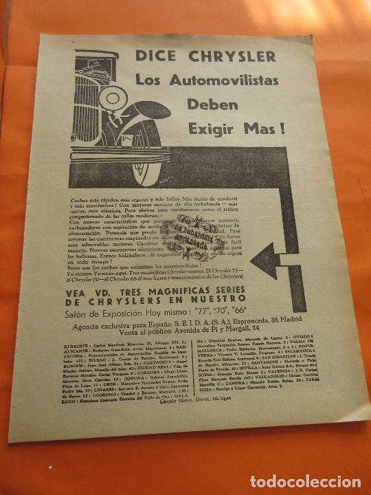 Coches y Motocicletas: PUBLICIDAD 1929 - COLECCION COCHES - CHRYSLER - TRASERA SAL DE FRUTA ENO