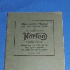 Coches y Motocicletas: CATALOGO MOTO NORTON - MAINTENANCE MANUEL AND INSTRUCTION BOOK FOR NORTON MOTOR CYCLE 