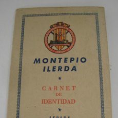 Coches y Motocicletas: CARNET DE IDENTIDAD MONTEPIO ILERDA LERIDA1948. Lote 115286407