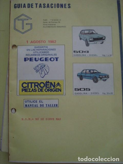 Coches y Motocicletas: GUIA TASACIONES PEUGEOT 504 505 - 2