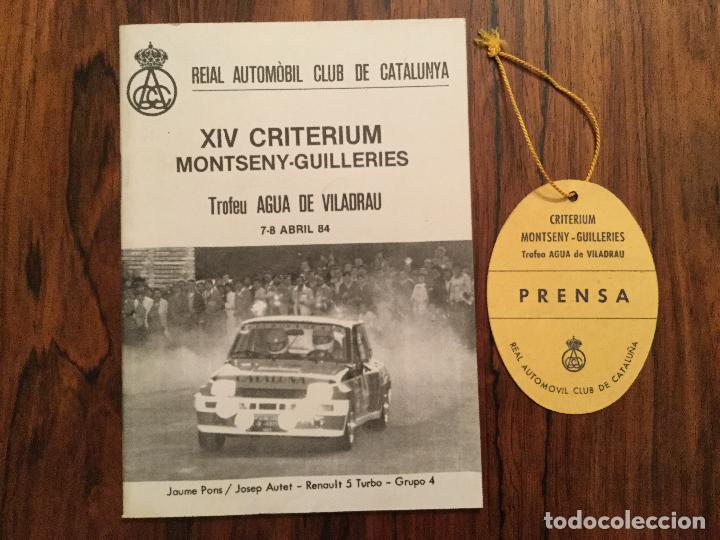 Coches y Motocicletas: RALLY XIV CRITERIUM MONTSENY - GUILLERIES 1984. ZANINI TALBOT, RENAULT JAUME PONS RALLI