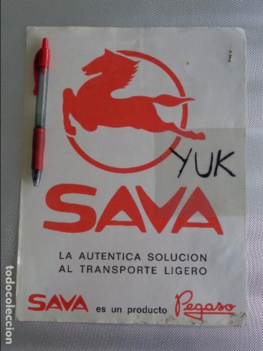Coches y motocicletas: BONITO CATALOGO DESPLEGABLE EN TRIPTICO DE MODELOS SAVA - PEGASO - A&Ntilde;OS 60