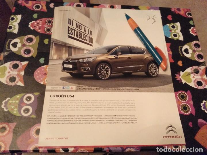 Coches y Motocicletas: ANTIGUO DOBLE ANUNCIO PUBLICIDAD PARA ENMARCAR CARTULINA COCHE CITROEN DS4 Y BATERIAS EXIDE TUDOR