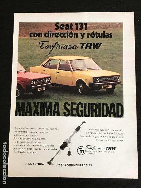 Autos und Motorr&auml;der: DIRECCION ROTULAS TORFINASA TRW PAMPLONA - SEAT 131 - ANUNCIO PUBLICIDAD REVISTA RECORTE