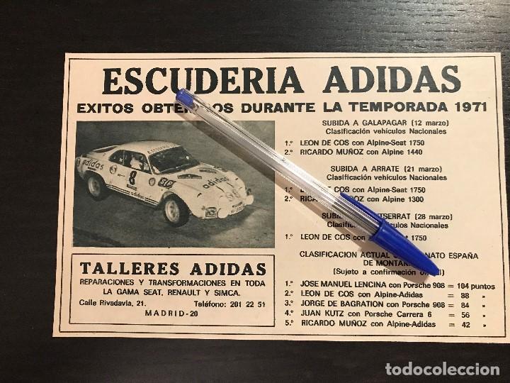 Coches y motocicletas: ESCUDERIA ADIDAS RALLYE RENAULT ALPINE - RECORTE PRENSA REVISTA ANUNCIO PUBLICIDAD