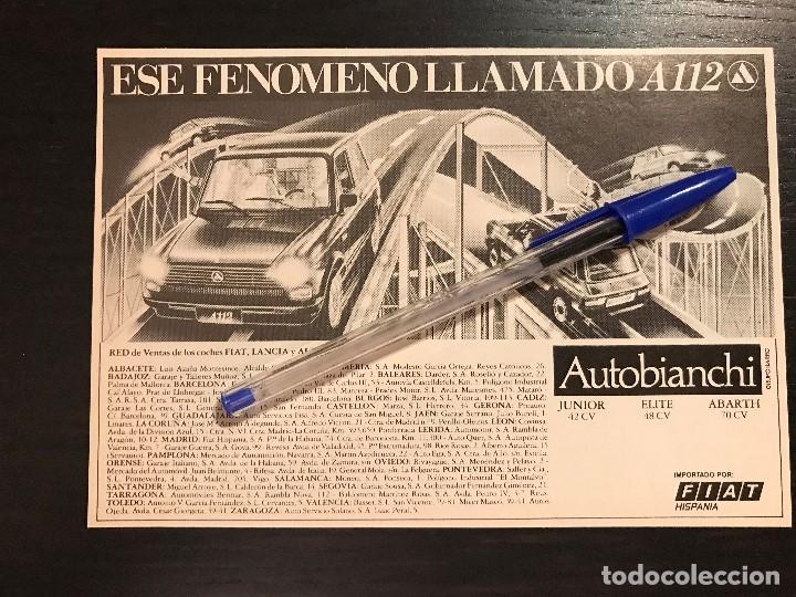 Coches y motocicletas: AUTOBIANCHI A 112 JUNIOR ELITE ABARTH FIAT HISPANIA - RECORTE PRENSA REVISTA ANUNCIO PUBLICIDAD