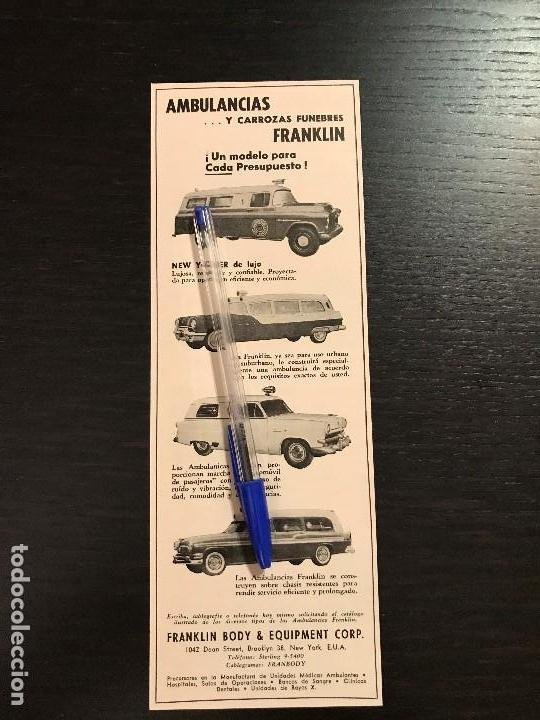 Coches y motocicletas: FRANKLIN BODY USA AMBULANCIA FUNEBRE CARROCERIAS CAR - RECORTE PRENSA REVISTA ANUNCIO PUBLICIDAD