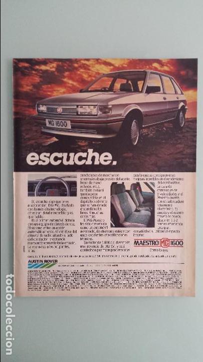 Coches y motocicletas: Hoja publicidad MG Austin Rover Maestro 1600