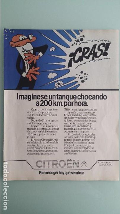 Coches y Motocicletas: Hoja publicidad Citroen BX 1983 Mortadelo y Filemon