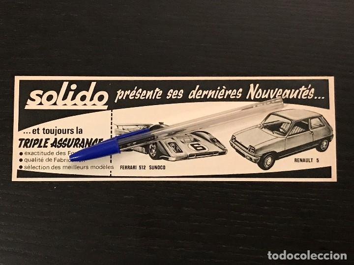 Coches y motocicletas: SOLIDO MINIATURAS NOVEDADES RENAULT 5 FERRARI 512 SUNOCO - RECORTE PRENSA REVISTA ANUNCIO PUBLICIDAD