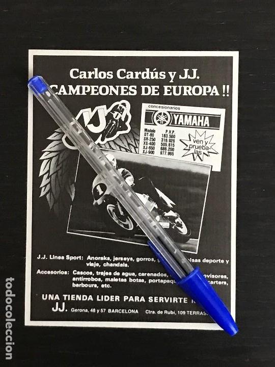 Coches y motocicletas: JJ COBAS YAMAHA CARLOS CARDUS BARCELONA - RECORTE PRENSA REVISTA ANUNCIO PUBLICIDAD