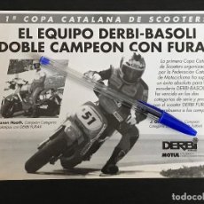 Coches y Motocicletas: DERBI 1ª COPA CATALANA SCOOTERS FURAX - RECORTE PRENSA REVISTA ANUNCIO PUBLICIDAD. Lote 125098707
