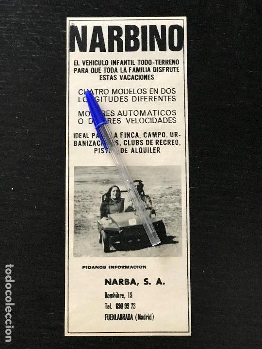 Autos und Motorr&auml;der: NARBA SA NARBINO VEHICULO INFANTIL AUTOMATICO COCHE - RECORTE PRENSA REVISTA ANUNCIO PUBLICIDAD