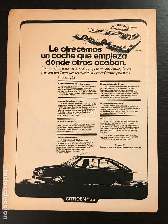 Coches y Motocicletas: CITROEN GS - ANUNCIO PUBLICIDAD RECORTE PRENSA REVISTA AD ADVERTISEMENT PUBLICITE PUBLICITTA