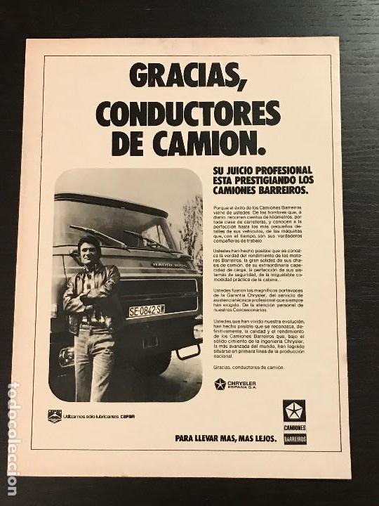 Coches y Motocicletas: BARREIROS CHRYSLER CAMION - ANUNCIO PUBLICIDAD RECORTE PRENSA REVISTA AD ADVERTISEMENT PUBLICITE