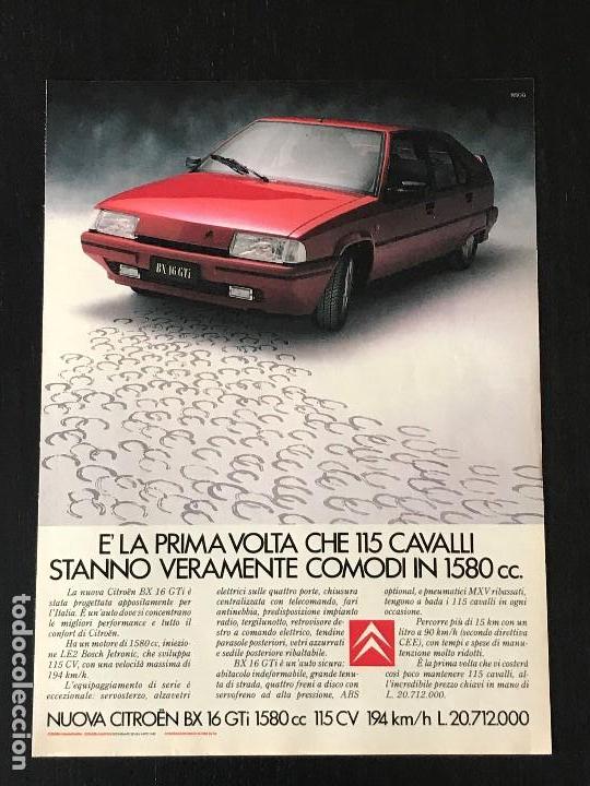 Coches y Motocicletas: CITROEN BX - ANUNCIO RECORTE PUBLICIDAD DE REVISTA - NO CATALOGO MANUAL FOLLETO FOTO