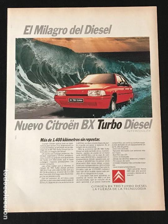 Coches y Motocicletas: CITROEN BX TURBO DIESEL - ANUNCIO RECORTE PUBLICIDAD DE REVISTA - NO CATALOGO MANUAL FOLLETO FOTO