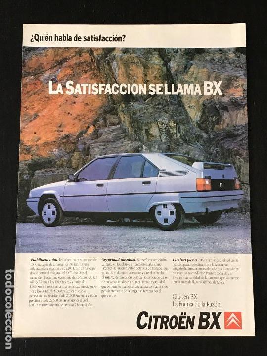 Coches y Motocicletas: CITROEN BX - ANUNCIO RECORTE PUBLICIDAD DE REVISTA - NO CATALOGO MANUAL FOLLETO FOTO