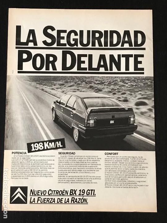 Coches y Motocicletas: CITROEN BX GTI - ANUNCIO RECORTE PUBLICIDAD DE REVISTA - NO CATALOGO MANUAL FOLLETO FOTO