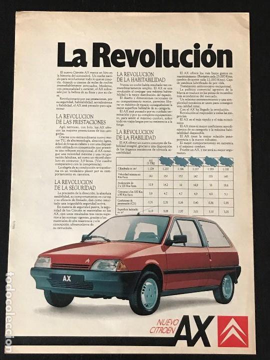 Coches y Motocicletas: CITROEN AX - ANUNCIO RECORTE PUBLICIDAD DE REVISTA - NO CATALOGO MANUAL FOLLETO FOTO POSTER