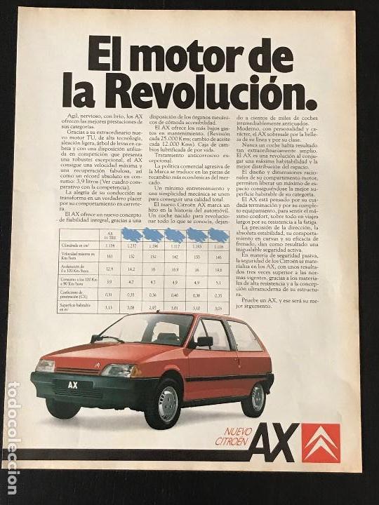 Coches y Motocicletas: CITROEN AX - ANUNCIO RECORTE PUBLICIDAD DE REVISTA - NO CATALOGO MANUAL FOLLETO FOTO POSTER