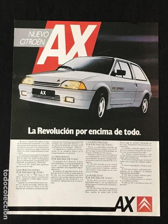 Coches y Motocicletas: CITROEN AX - ANUNCIO RECORTE PUBLICIDAD DE REVISTA - NO CATALOGO MANUAL FOLLETO FOTO POSTER