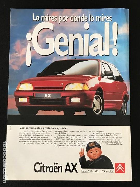 Coches y Motocicletas: CITROEN AX - ANUNCIO RECORTE PUBLICIDAD DE REVISTA - NO CATALOGO MANUAL FOLLETO FOTO POSTER