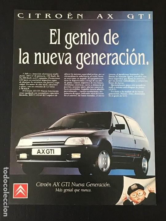 Coches y Motocicletas: CITROEN AX GTI - ANUNCIO RECORTE PUBLICIDAD DE REVISTA - NO CATALOGO MANUAL FOLLETO FOTO POSTER