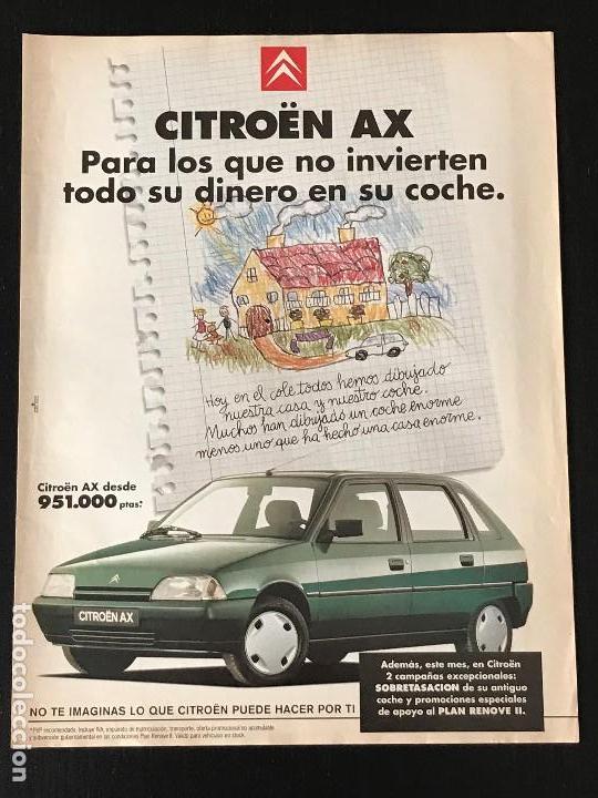 Coches y Motocicletas: CITROEN AX - ANUNCIO RECORTE PUBLICIDAD DE REVISTA - NO CATALOGO MANUAL FOLLETO FOTO POSTER