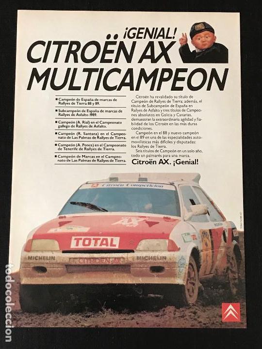 Coches y Motocicletas: CITROEN AX RALLYE - ANUNCIO RECORTE PUBLICIDAD DE REVISTA - NO CATALOGO MANUAL FOLLETO FOTO POSTER