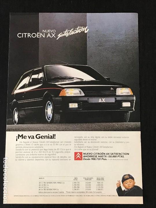 Coches y Motocicletas: CITROEN AX - ANUNCIO RECORTE PUBLICIDAD DE REVISTA - NO CATALOGO MANUAL FOLLETO FOTO POSTER