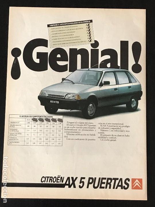 Coches y Motocicletas: CITROEN AX 5 PUERTAS- ANUNCIO RECORTE PUBLICIDAD DE REVISTA - NO CATALOGO MANUAL FOLLETO FOTO POSTER