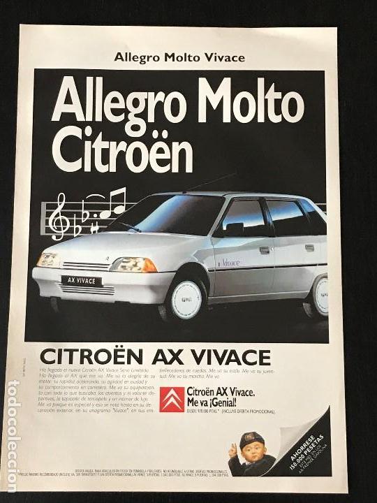 Coches y Motocicletas: CITROEN AX VIVACE - ANUNCIO RECORTE PUBLICIDAD DE REVISTA - NO CATALOGO MANUAL FOLLETO FOTO POSTER