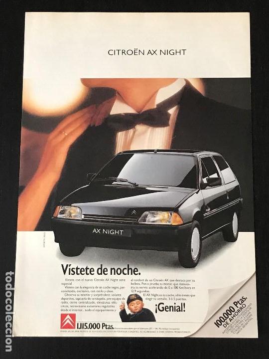 Coches y Motocicletas: CITROEN AX NIGHT - ANUNCIO RECORTE PUBLICIDAD DE REVISTA - NO CATALOGO MANUAL FOLLETO FOTO POSTER