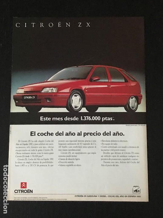 Coches y Motocicletas: CITROEN ZX - ANUNCIO RECORTE PUBLICIDAD DE REVISTA - NO CATALOGO MANUAL FOLLETO FOTO POSTER