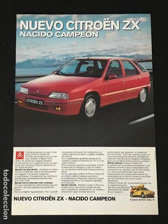 Coches y Motocicletas: CITROEN ZX - ANUNCIO RECORTE PUBLICIDAD DE REVISTA - NO CATALOGO MANUAL FOLLETO FOTO POSTER