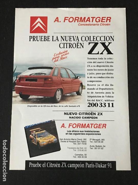 Coches y Motocicletas: CITROEN ZX - ANUNCIO RECORTE PUBLICIDAD DE REVISTA - NO CATALOGO MANUAL FOLLETO FOTO POSTER