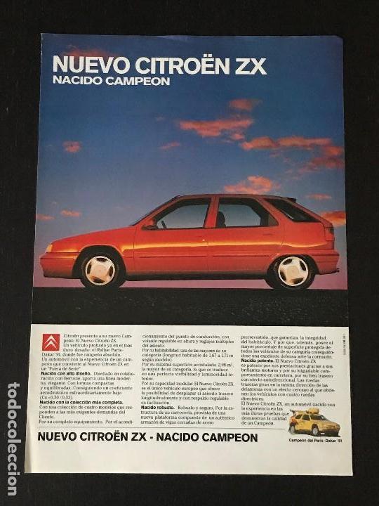 Coches y Motocicletas: CITROEN ZX - ANUNCIO RECORTE PUBLICIDAD DE REVISTA - NO CATALOGO MANUAL FOLLETO FOTO POSTER