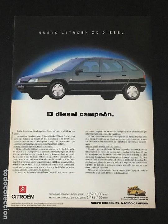 Coches y Motocicletas: CITROEN ZX DIESEL - ANUNCIO RECORTE PUBLICIDAD DE REVISTA - NO CATALOGO MANUAL FOLLETO FOTO POSTER