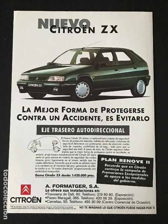 Coches y Motocicletas: CITROEN ZX - ANUNCIO RECORTE PUBLICIDAD DE REVISTA - NO CATALOGO MANUAL FOLLETO FOTO POSTER