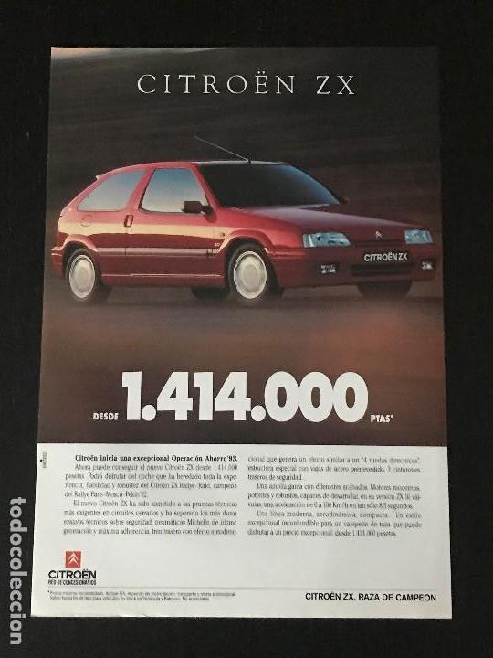 Coches y Motocicletas: CITROEN ZX - ANUNCIO RECORTE PUBLICIDAD DE REVISTA - NO CATALOGO MANUAL FOLLETO FOTO POSTER