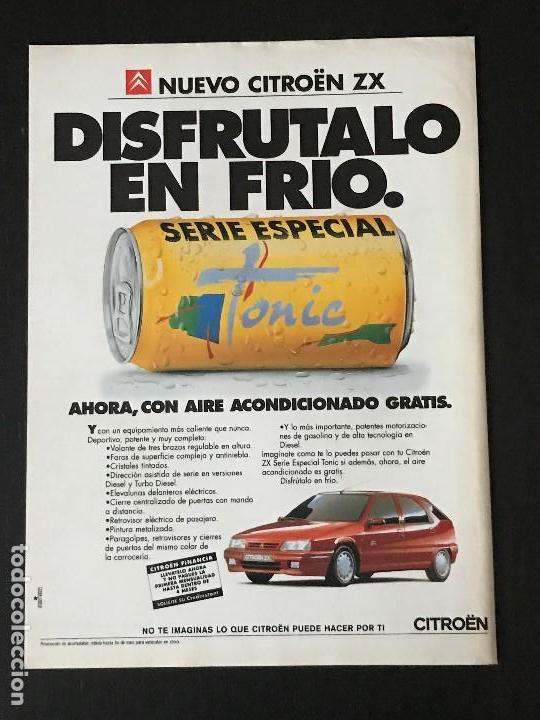 Coches y Motocicletas: CITROEN ZX TONIC - ANUNCIO RECORTE PUBLICIDAD DE REVISTA - NO CATALOGO MANUAL FOLLETO FOTO POSTER