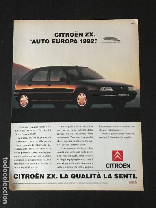 Coches y Motocicletas: CITROEN ZX - ANUNCIO RECORTE PUBLICIDAD DE REVISTA - NO CATALOGO MANUAL FOLLETO FOTO POSTER