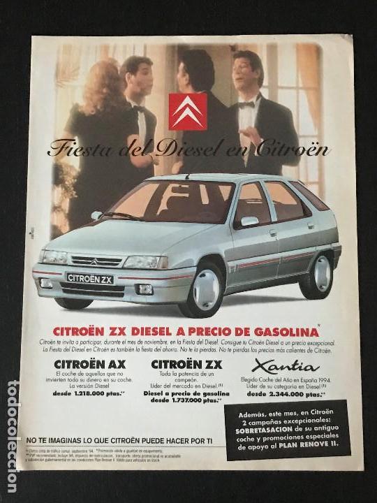 Coches y Motocicletas: CITROEN ZX - ANUNCIO RECORTE PUBLICIDAD DE REVISTA - NO CATALOGO MANUAL FOLLETO FOTO POSTER