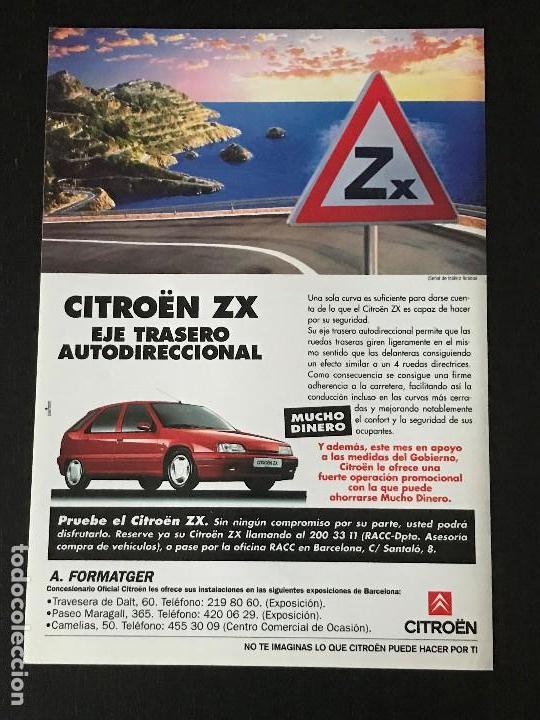 Coches y Motocicletas: CITROEN ZX - ANUNCIO RECORTE PUBLICIDAD DE REVISTA - NO CATALOGO MANUAL FOLLETO FOTO POSTER