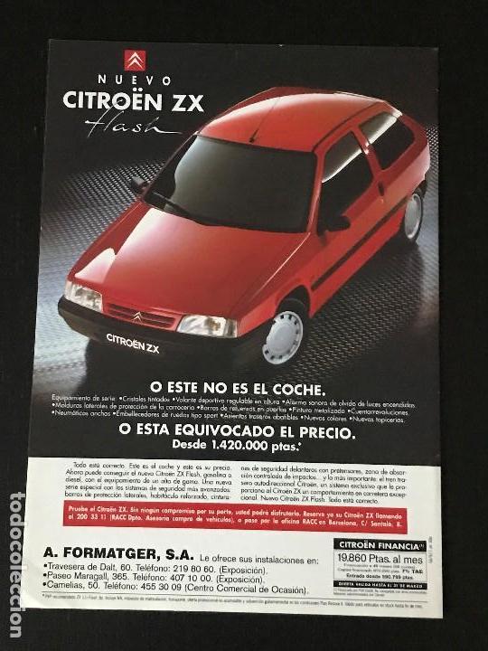 Coches y Motocicletas: CITROEN ZX FLASH - ANUNCIO RECORTE PUBLICIDAD DE REVISTA - NO CATALOGO MANUAL FOLLETO FOTO POSTER