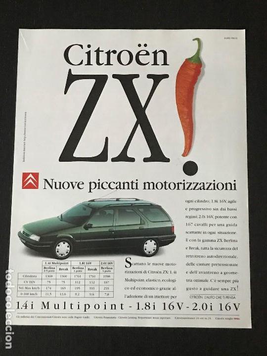 Coches y Motocicletas: CITROEN ZX - ANUNCIO RECORTE PUBLICIDAD DE REVISTA - NO CATALOGO MANUAL FOLLETO FOTO POSTER